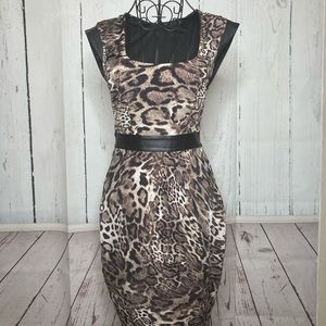 Bebe Leopard Faux Leather Dress